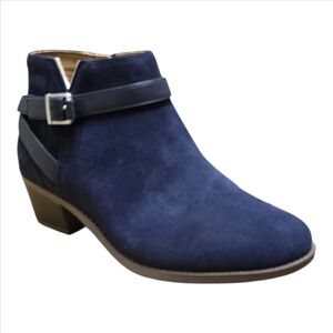 Vionic Farrah Navy Suede Ankle Bootie